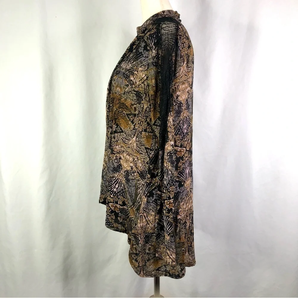 Free People blouse New World Nouveau lace trim crossover front keyhole back